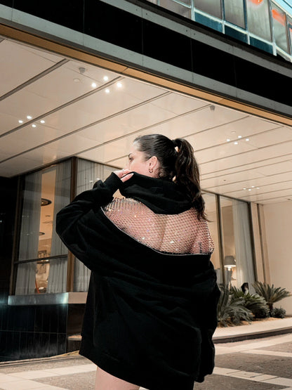 Venom™ Luxe Rhinestone Mesh Back Oversized Hoodie