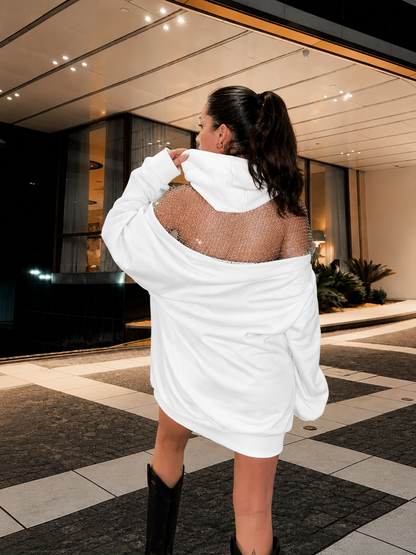 Venom™ Luxe Rhinestone Mesh Back Oversized Hoodie